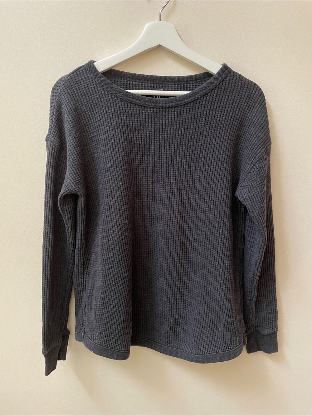 GAP Maternity Charcoal Waffle-Knit Crewneck Sweater